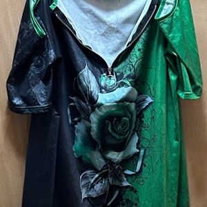 Sexy Green and Black Floral Women's Top